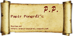 Papir Pongrác névjegykártya